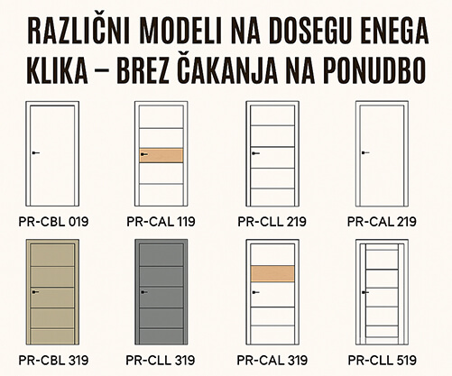 razlicni modeli vrat ki jih ponuja DETA&CO